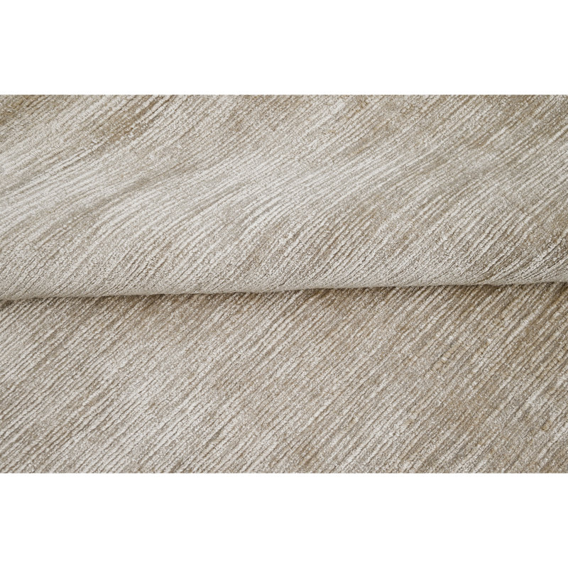 Tapis beige noué à la main de haute qualité, Beige, Rectangle de 5 pi x 8 pi