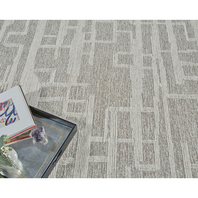 Park City Hand Tufted Geometric Area Rug in Beige/Ivory, Rectangle 14' x 18'