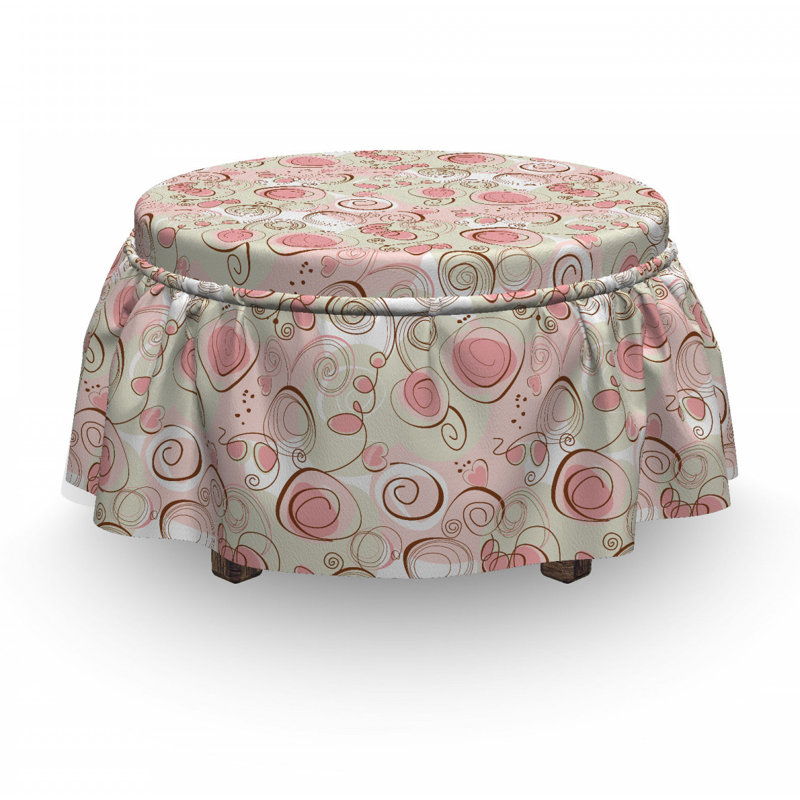 Ensemble de housse pour repose-pieds à coussins carrés 2 pièces doodle romantique
