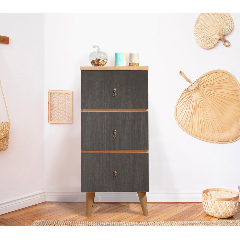 Commode 3 tiroirs 16,54 po Brambach, Naturel / gris