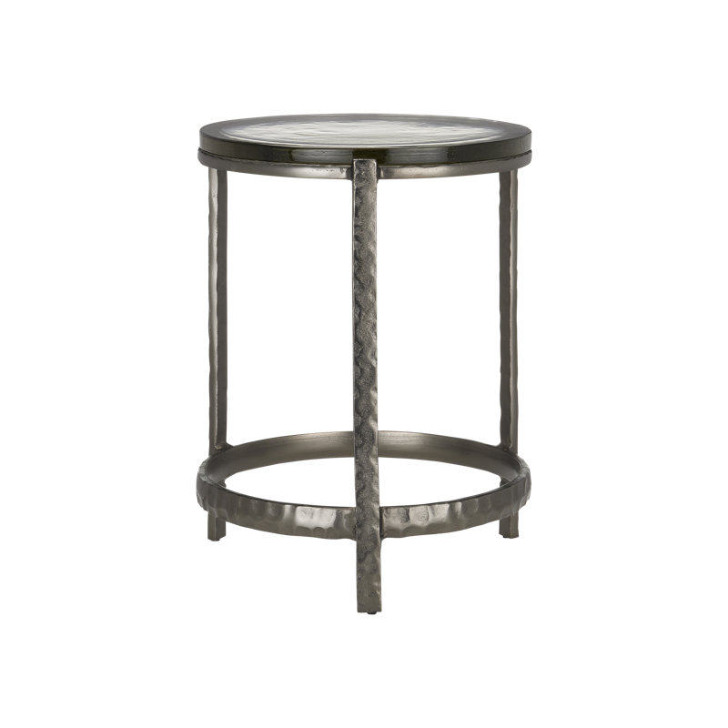 Acea Glass End Table, Graphite, 23.5" H x 12" W x 12" D