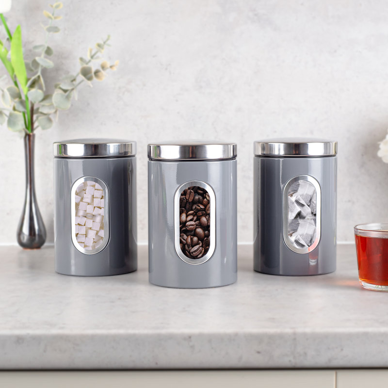 Metal Jar - Set of 3, Grey