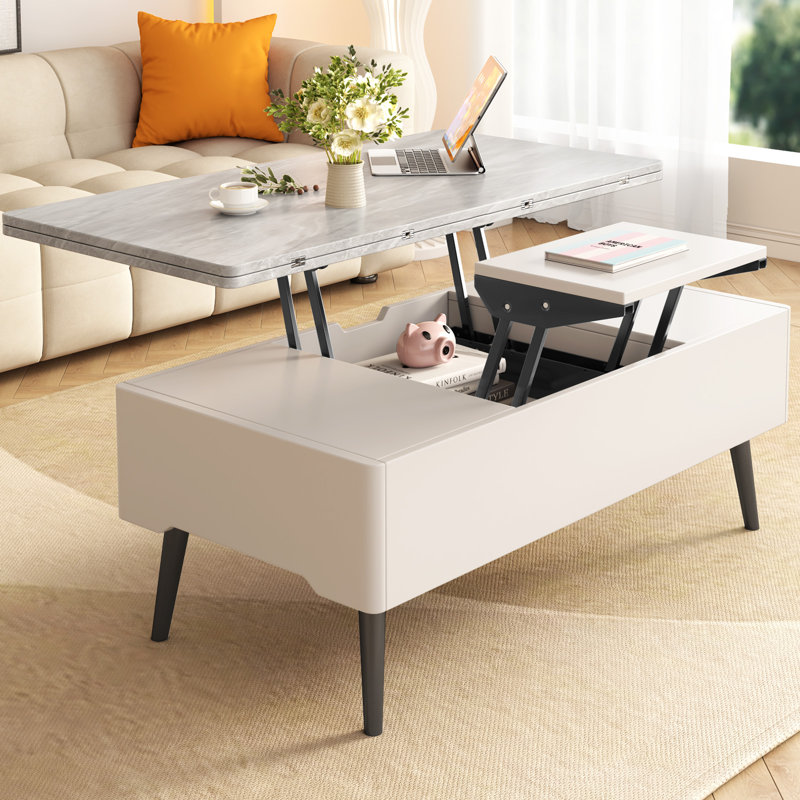 Table basse multifonctionnelle à plateau relevable, table centrale extensible 3-en-1 pour le salon