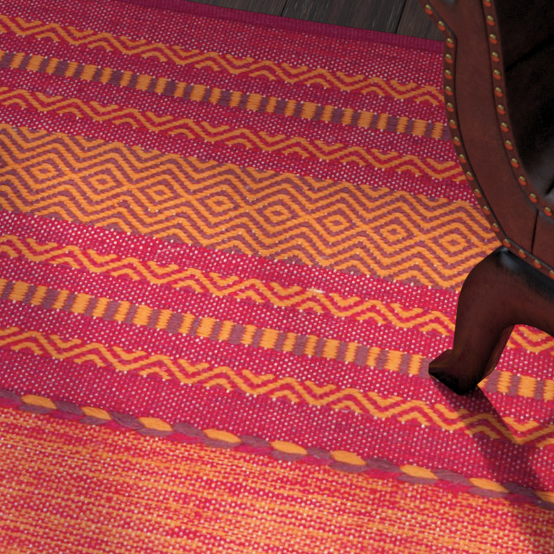 Bokard Hand Woven Cotton Striped Rug, Rectangle 6' x 9'