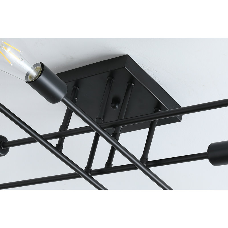 8-Light Bulbs Sputnik Classic 27.17" Semi Flush Mount Fixture, Black