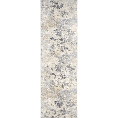 Modern Abstract Power Loom Beige Rug