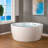 59" Freestanding Acrylic Round White Double Bathtub With Integrated Seat, Non-Slip Design-101055374
