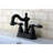 Kingston Brass Tudor Two-Handle 3-Hole Deck Mount 4" Centerset Bathroom Faucet with Brass Pop-Up-11174626