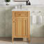Meuble-lavabo en bois de 20 po avec lavabo, pieds en bois massif, tablette réglable, tiroir inclinable et conception autoportante moderne pour les petites salles de bain