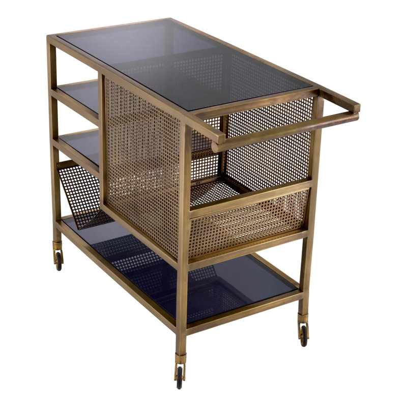 Sterling Metal Bar Cart with Wheels
