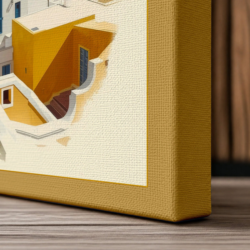 Mediterranean Village Coastal - Wrapped Canvas, 36x24 - 91.4 x 61.0 cm, Ochre Border