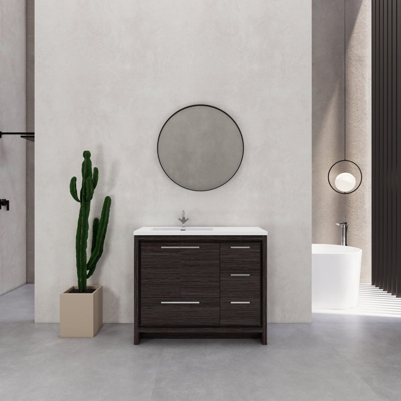 Ensemble de meuble-lavabo simple 42 po Mihrtad Eden, Gris foncé