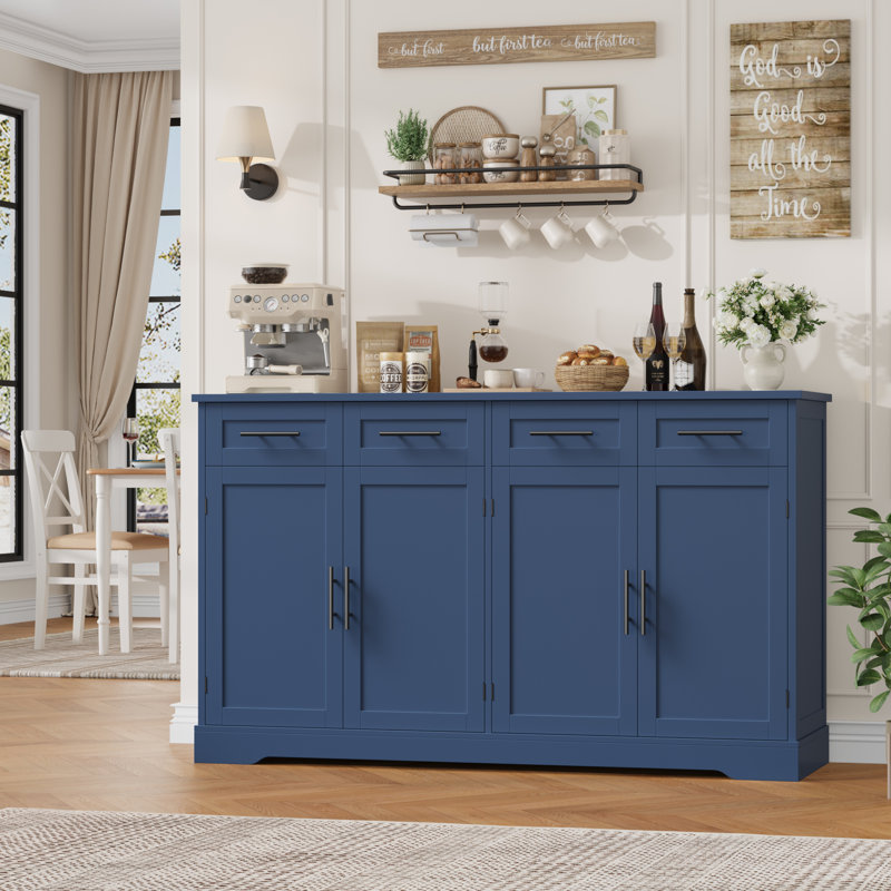59.3" Wide Buffet Cabinet with Spacious Storage Cabinets, Modern 4-Drawer Sideboard Buffet, Wide Body Dining Room Buffet