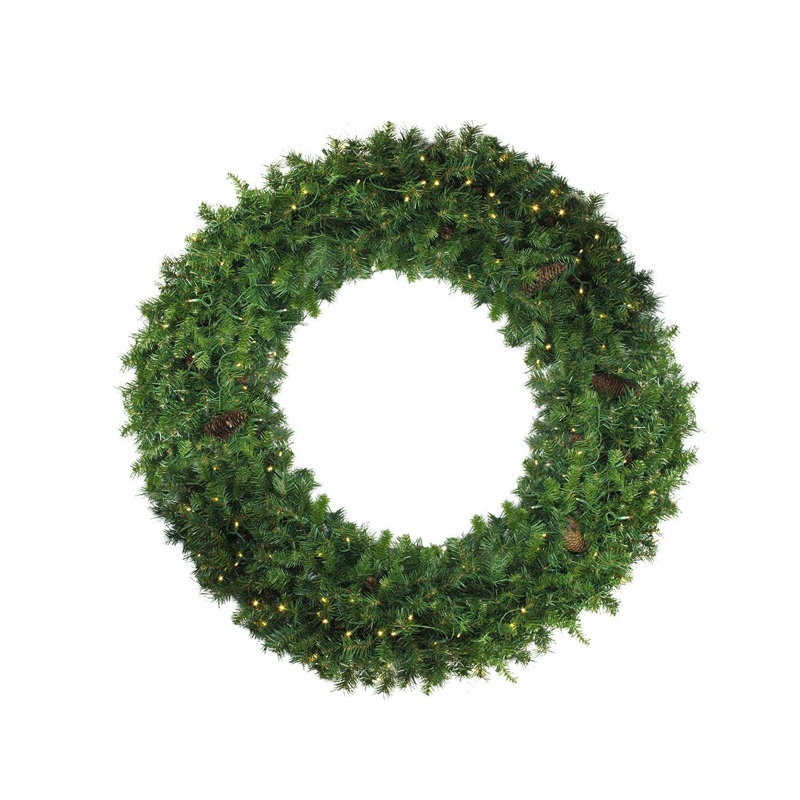 Pre-Lit Dakota Red Pine Commercial Artificial Christmas Wreath - Warm White Led Lights, 60" H x 60" W