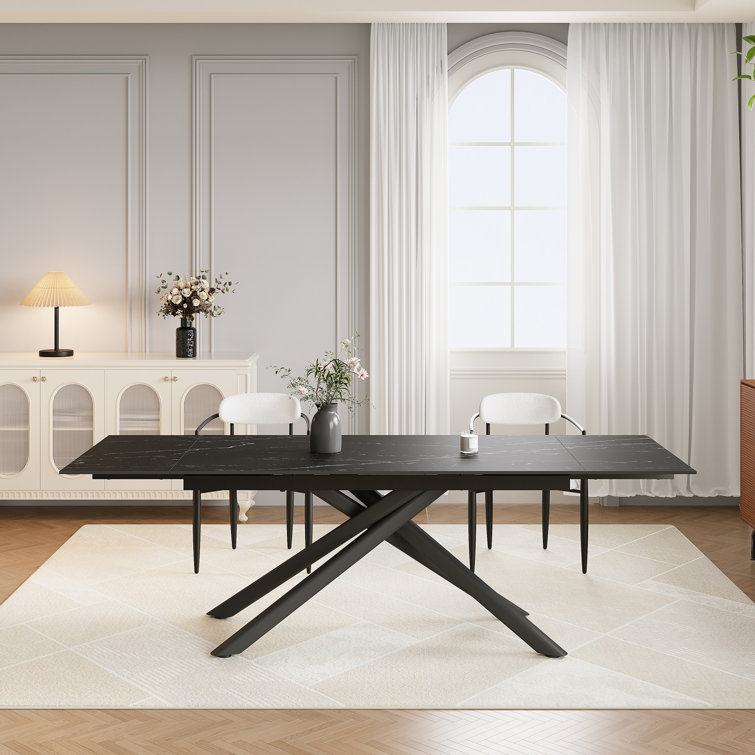 Charlana 70.86'' to 102.36" Extendable Rectangular Sintered Stone Dining Table