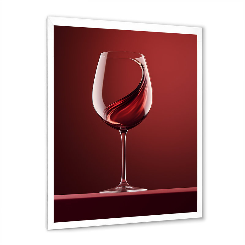 Verre à vin fantaisie encadré sur toile, H 44 po x l 34 po x P 1,5 po, Cadre simple blanc