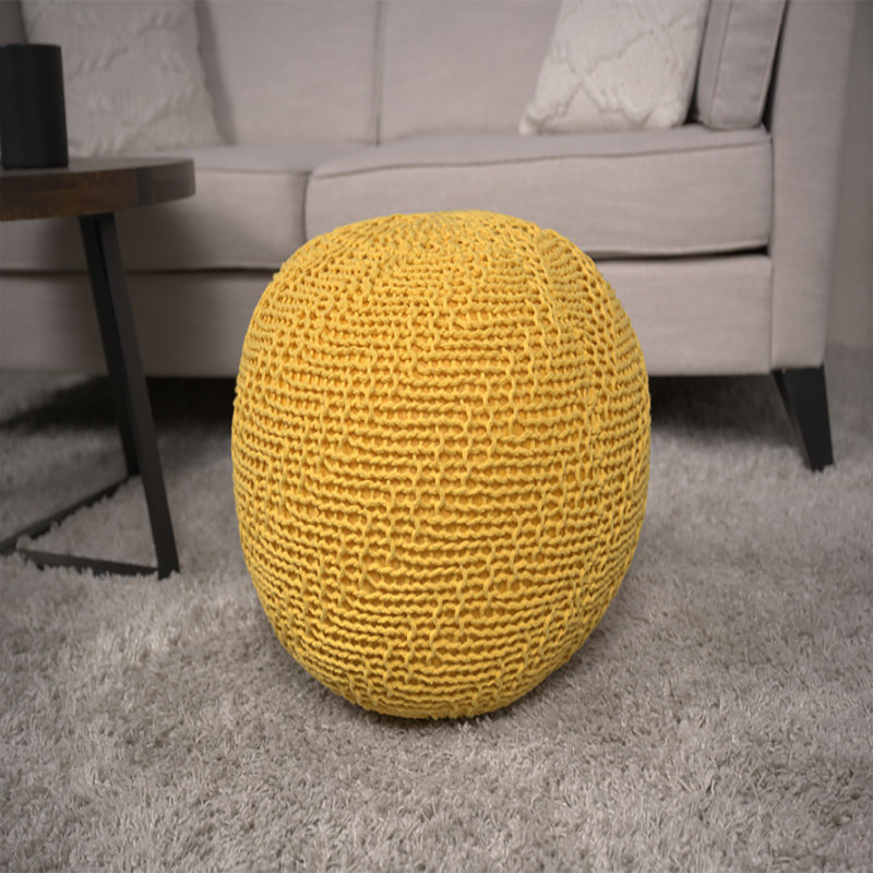 Durinick Upholstered Ottoman, Yellow Cotton Blend