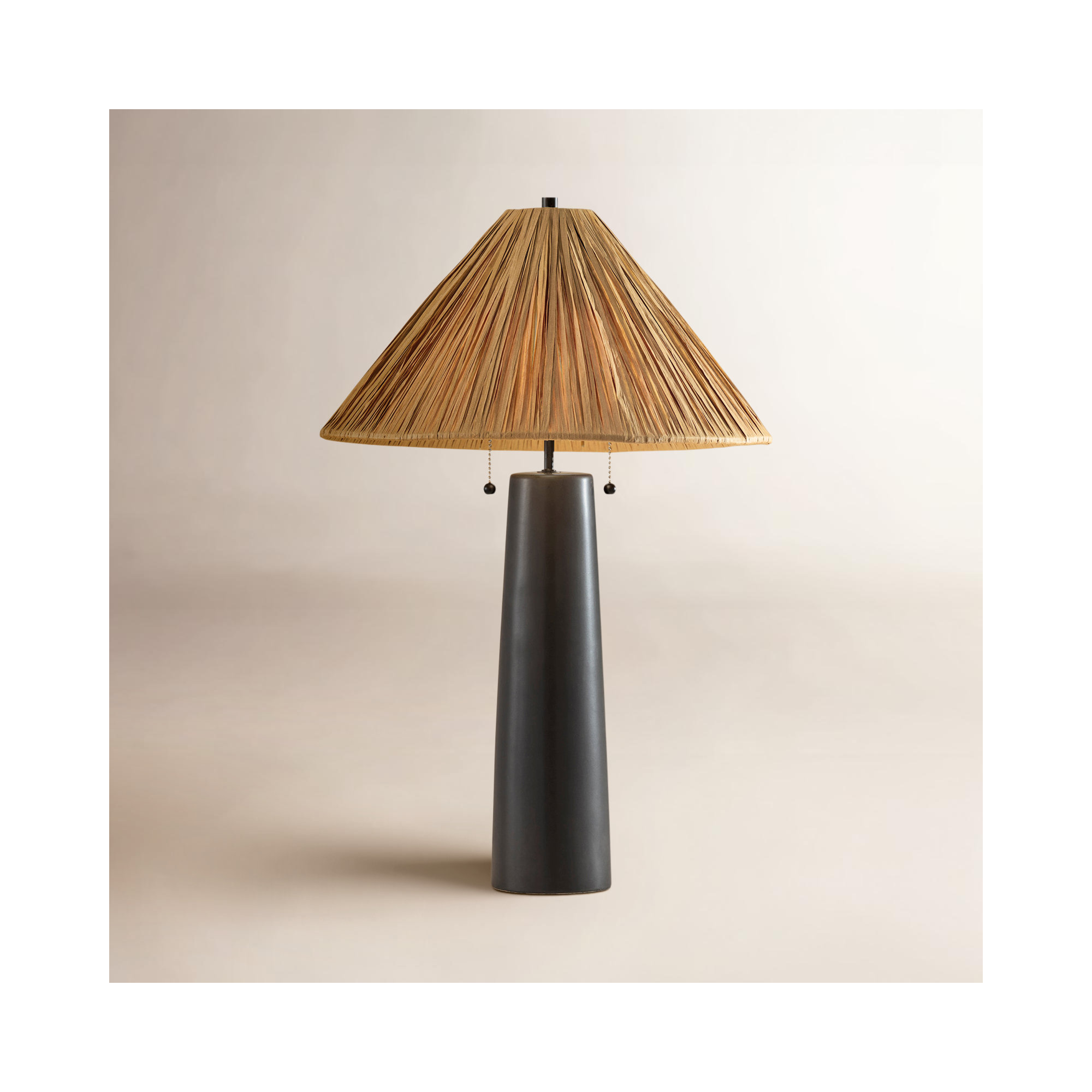Waylon Table Lamp, Black, Beige
