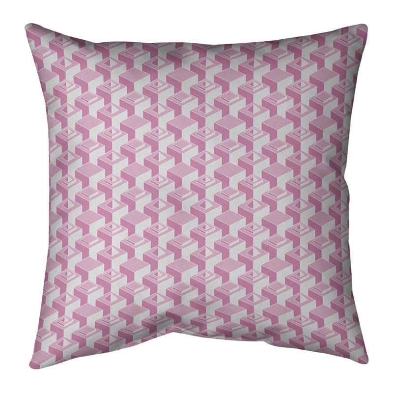 Housse de coussin Skyscrapers, 14 po x 14 po, Rose frais, Polyester filé