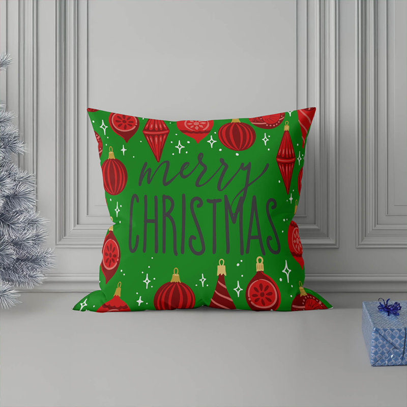 Coussin décoratif Ornaments, Carré 16 po, Vert