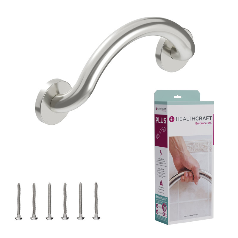 PLUS Corner Shelf, Grab Bar for Bath and Shower Safety (500 lb. Capacity), Brushed Stainless