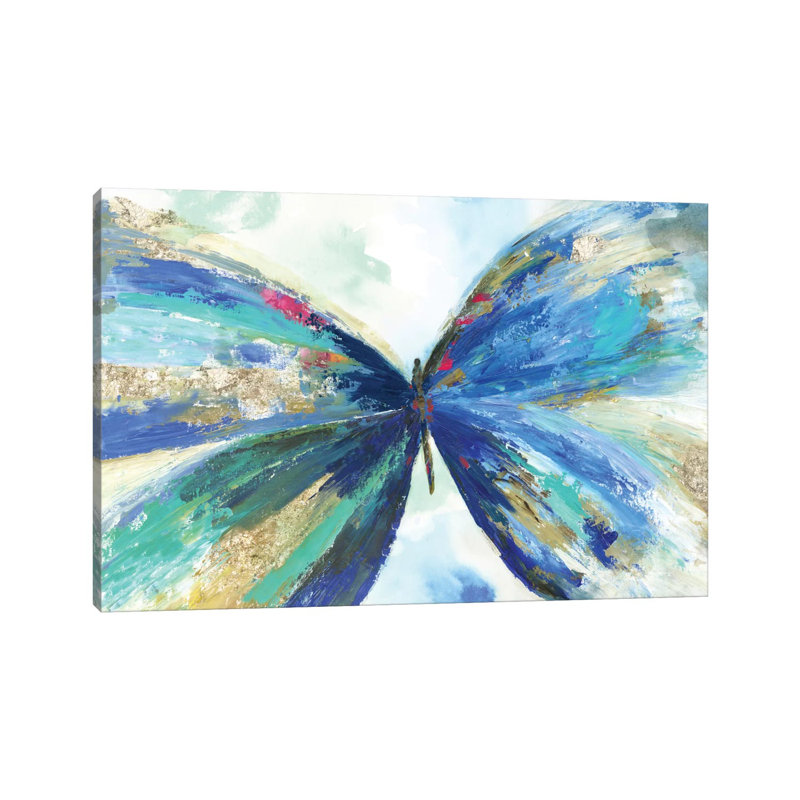 Blue Butterfly by Kelsey Hochstatter - Painting on Canvas, Wrapped Canvas, 101.6 cm H x 66.04 cm W x 3.175 cm D