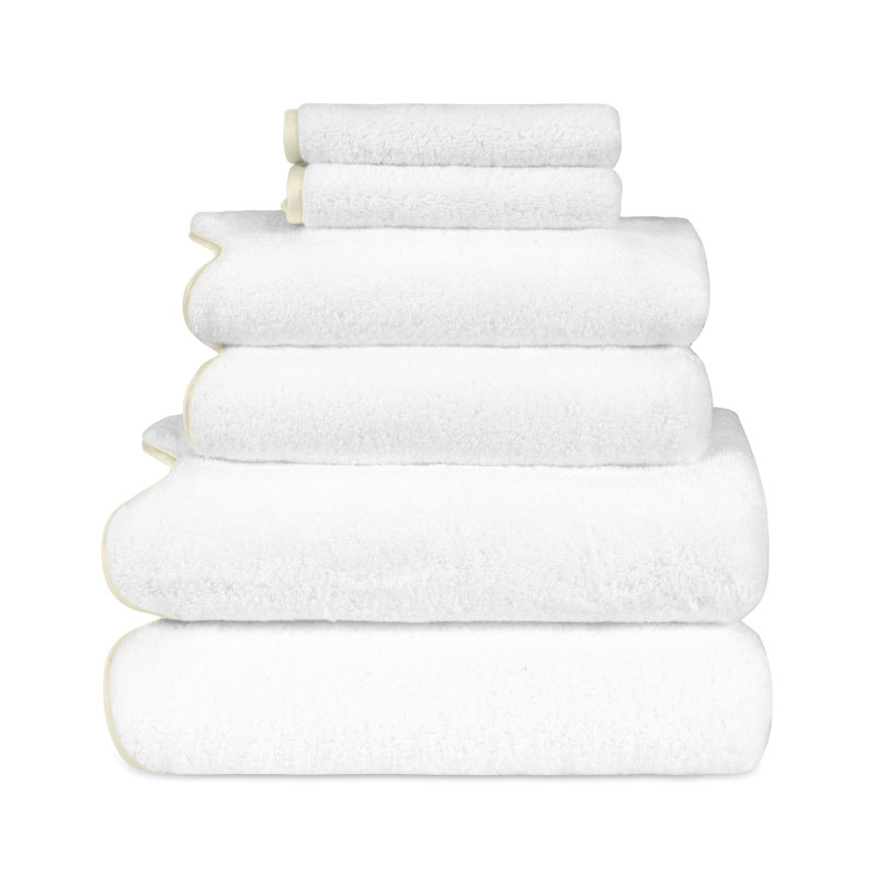 Antalya 6 Piece Turkish Cotton Towel Set, White/Ivory