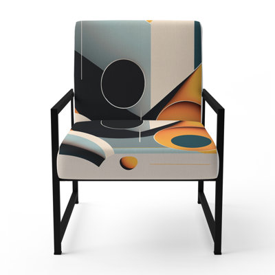 Minimal Bauhaus Dimensions I - Upholstered Contemporary Arm Chair, Geometric Abstract Accent Chair