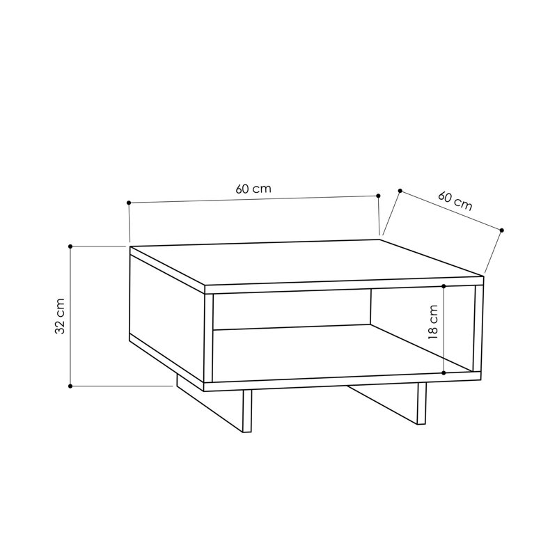 Modern Coffee Table, Oak & Anthracite, 23.6 x 23.6 x 12.6 inches | 100% Melamine Coated Particle Board, Thickness: 0.7 inches | Scandinavian Design, Self Assembly, Stylish & Functional for Living Room, Family Room