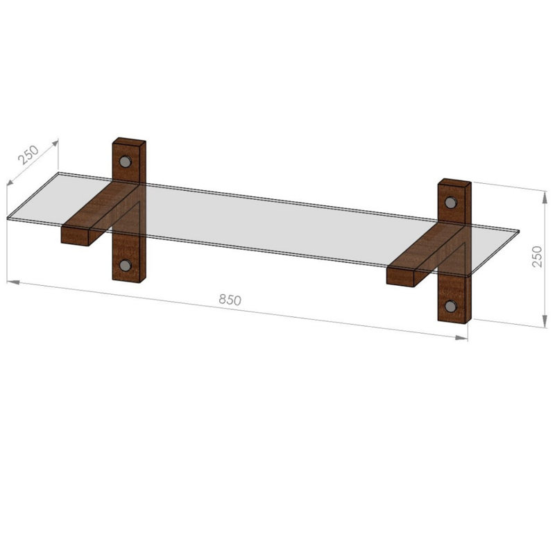 Modern Wall Shelf with 100% Tempered Glass & Solid Pine Wood Frame, 33.5 x 9.8 x 9.8 inches | 8 mm Thickness | Stylish Walnut & Fume Colors | Perfect for Home Decor, Organizing & Displaying Items