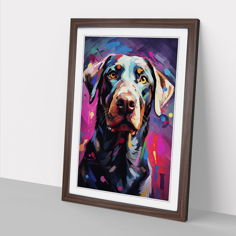 Labrador Retriever Informel No.2 - Single Picture Frame Rectangle Print on Wood, 34cm H x 25cm W x 2cm D, Walnut Framed
