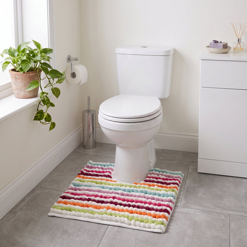 Mikayel Striped Chunky Bobble Pedestal Mat, Multi Brights