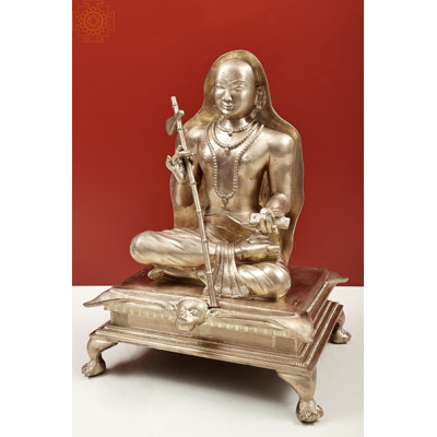 Statue en bronze faite à la main 18 "de Adi Gourou Shankaracharya - Fabrication traditionnelle de l'Inde du Sud, sculpture savante, décoration de maison indienne de luxe