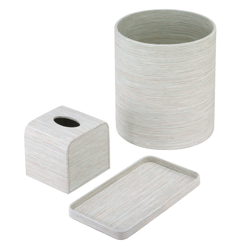 Grasscloth 4 Gallons Waste Bin, Celadon