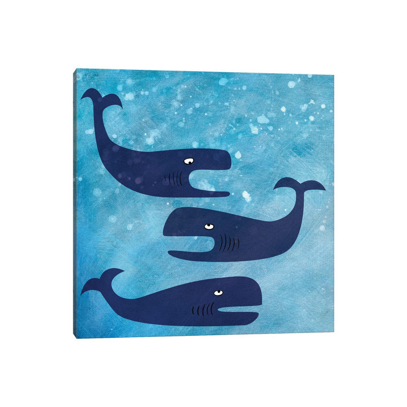« Baleines » par Nic squirrell-impression, H 26 po x l 26 po x P 1,5 po, Toile tendue, Pas de tapis