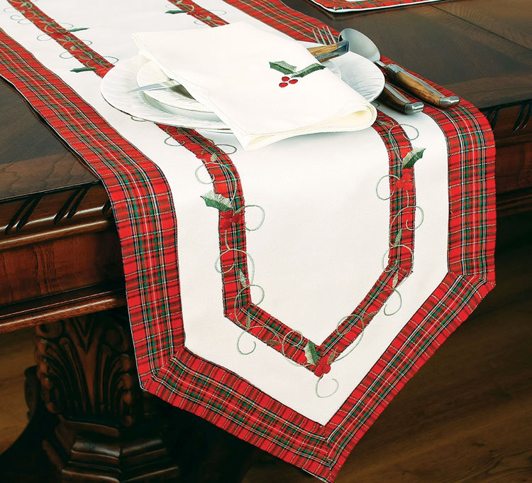 Salvaggio Embroidered Holiday Table Runner, 54" L x 15" W
