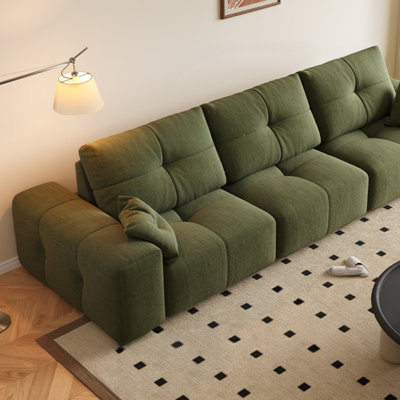 Adjustable Tofu-Block Chenille Straight Sofa