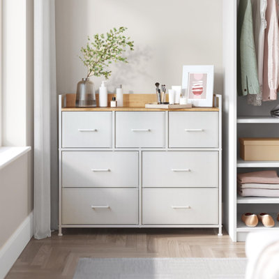Chest Of Drawers, Bedroom Cabinet, 7 Fabric Drawers With Handles, Metal Frame