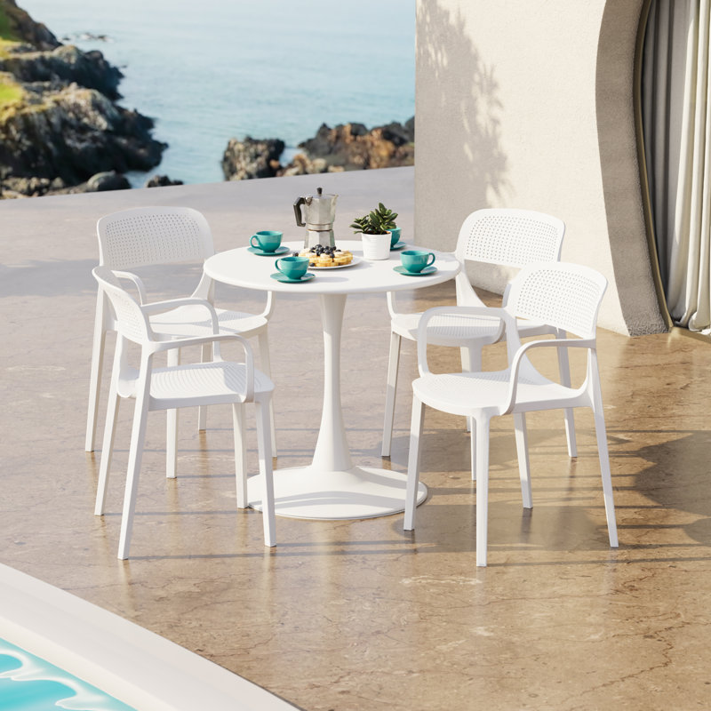 Outdoor Round Dining Set, White
