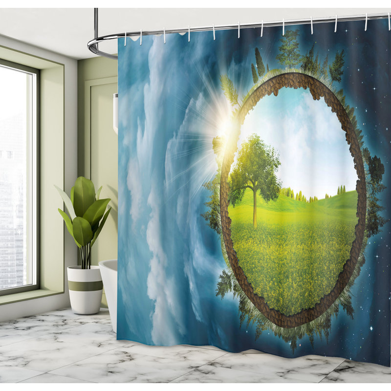 Shower Curtain with Hooks Included, 70"H x 69"W