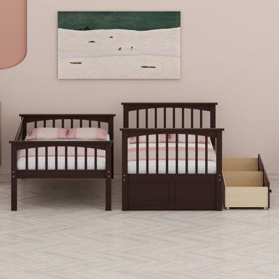 Convertible Bunk Bed with Built-in Storage Drawers