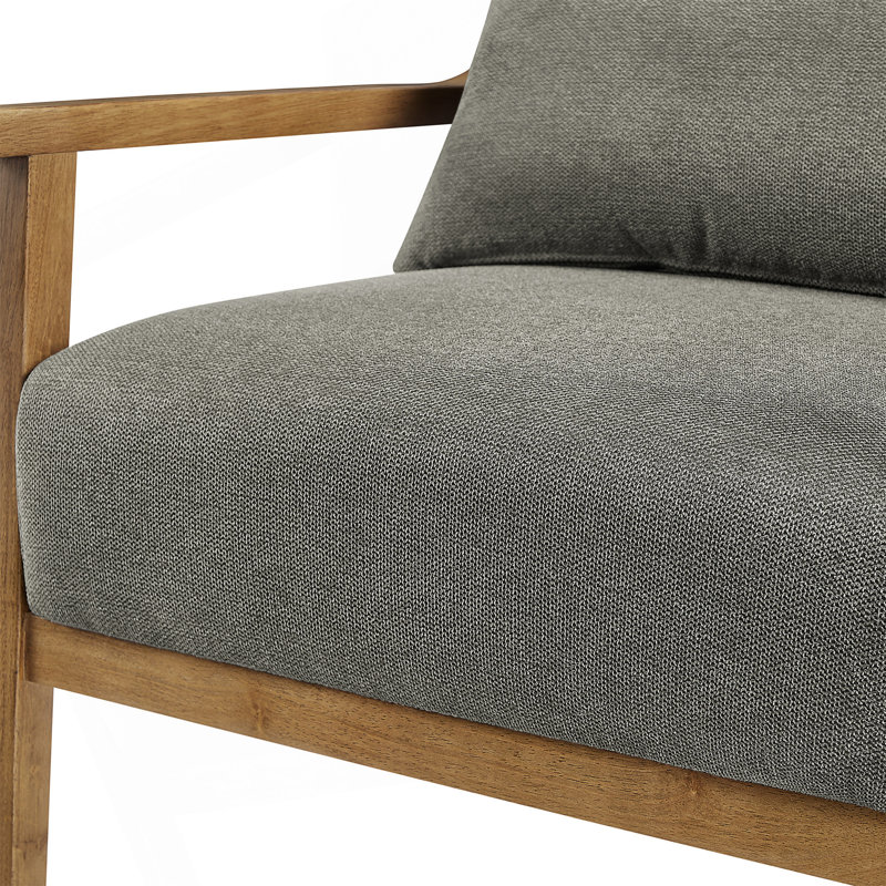 Chaise d'appoint rembourrée en bois massif Rayn, Tissage gris anthracite performant