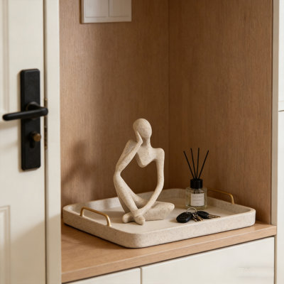 Sandstone Resin Thinker Style Abstract Sculpture Statue Collectible Figurines Home Office Bookshelf Desktop Decor