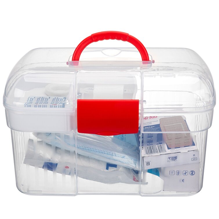 Rebrilliant Red First Aid Clear Container Plastic Box