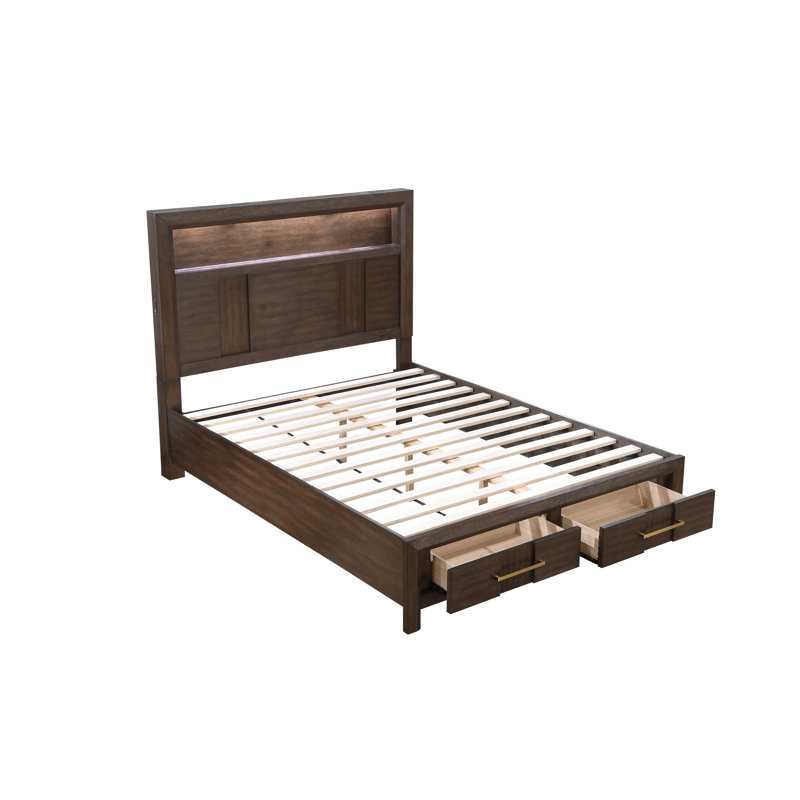 Adryan Bookcase Storage Bed, Brown, Queen / (86" L x 63" W x 56" H)