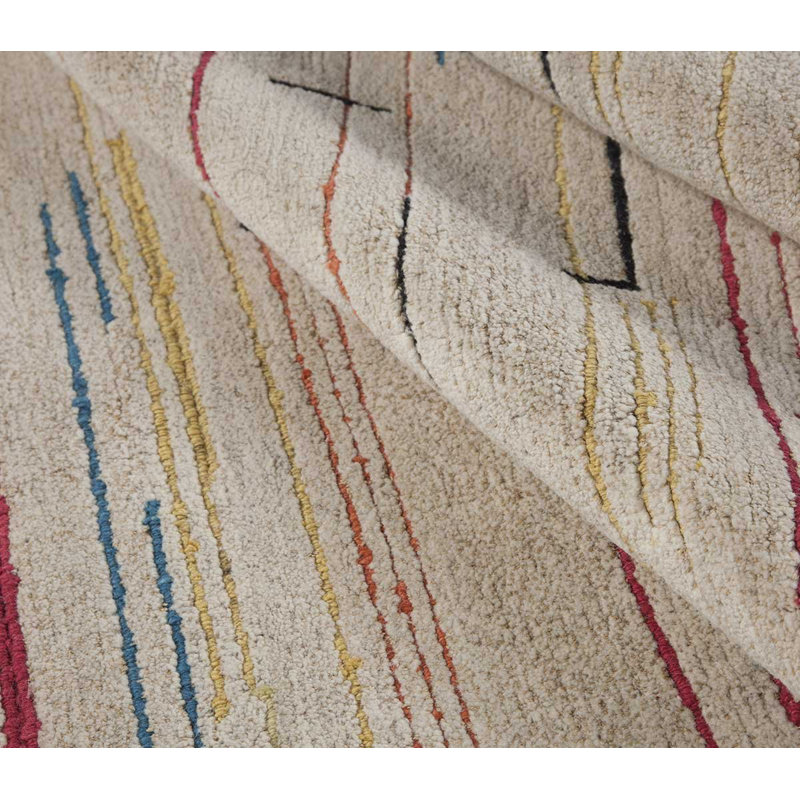 Fragment Hand Knotted Wool Striped Area Rug, Rectangle 3' x 5'