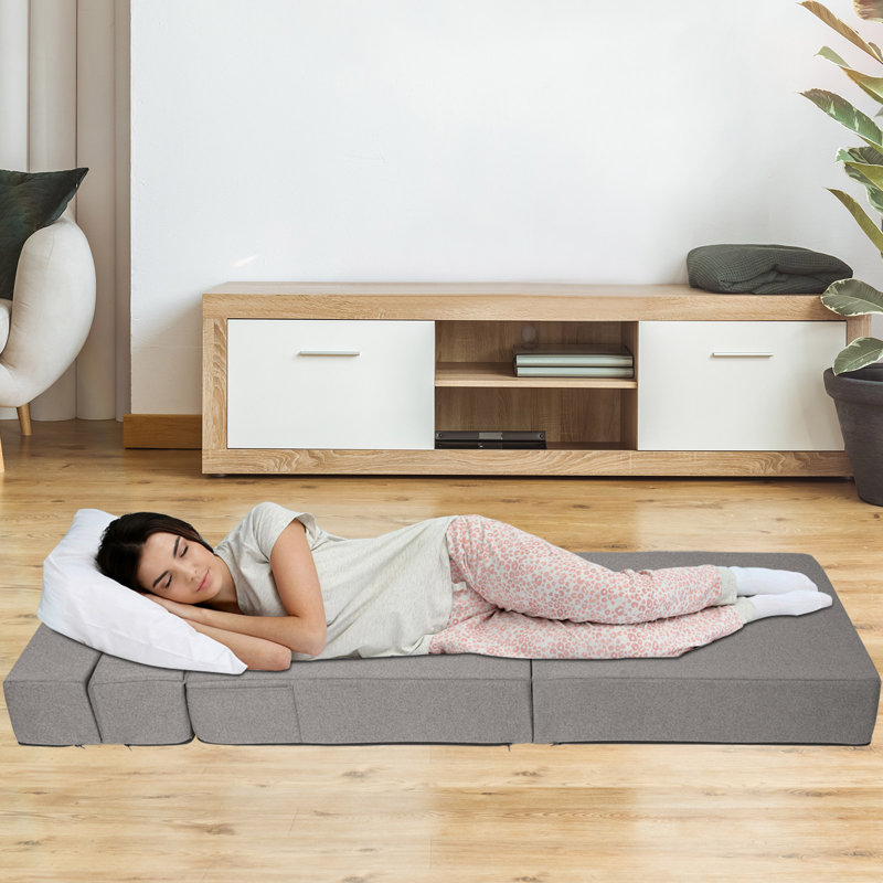 Canapé-lit pliable rembourré en mousse, Gris foncé