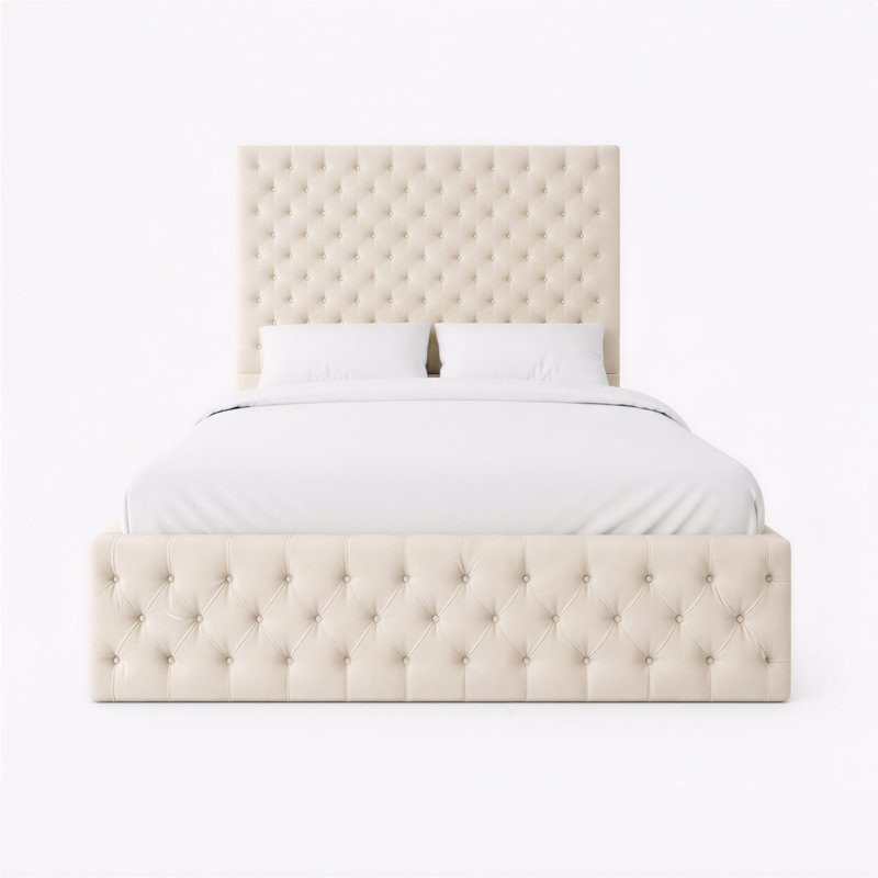 Upholstered Bed, Super King, Cream