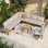 Ensemble de canapé modulaire d'extérieur modulaire avec table basse, ensemble de conversation personnalisable avec coussin gris résistant aux intempéries avec structure en aluminium et faux bois
