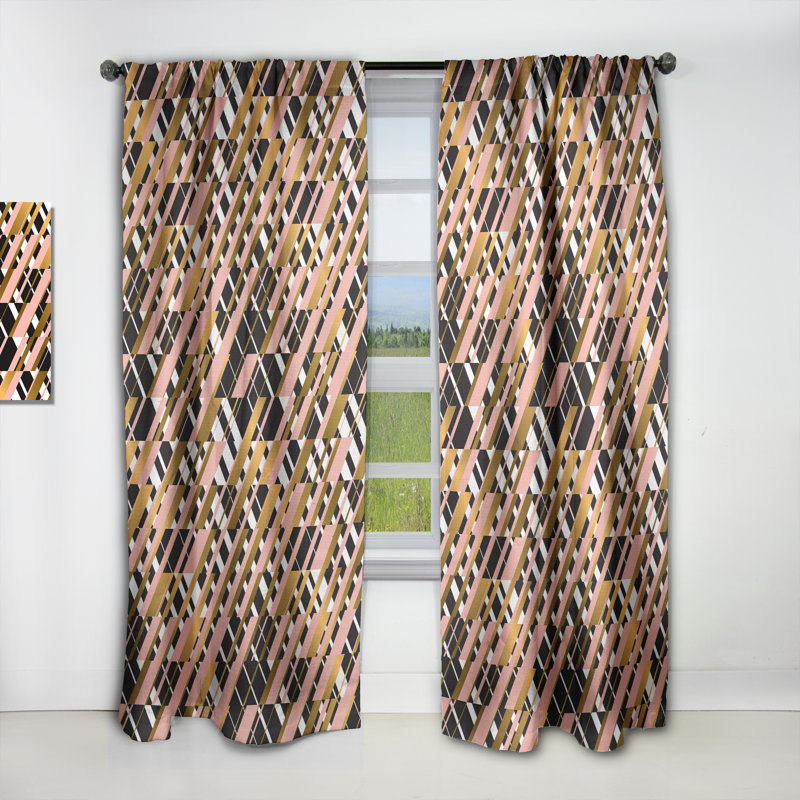 Checkered Pattern II Geometric Blackout Thermal Rod Pocket Single Curtain Panel, 52" W x 63" L
